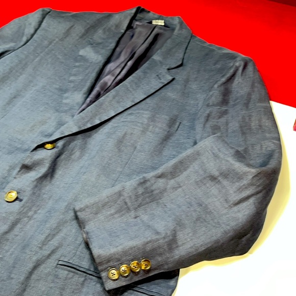Gap BLUE LINEN BLAZER MENS XL lined button up 112533-97-1 JACKET summer vintage - Picture 5 of 16